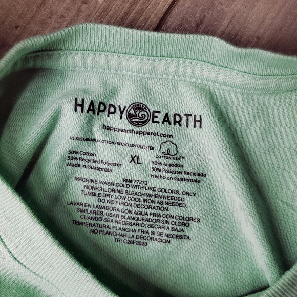 NWT Happy Earth Apparel Protect The Planet T-Shirt Size XL Jade Green - Picture 5 of 16